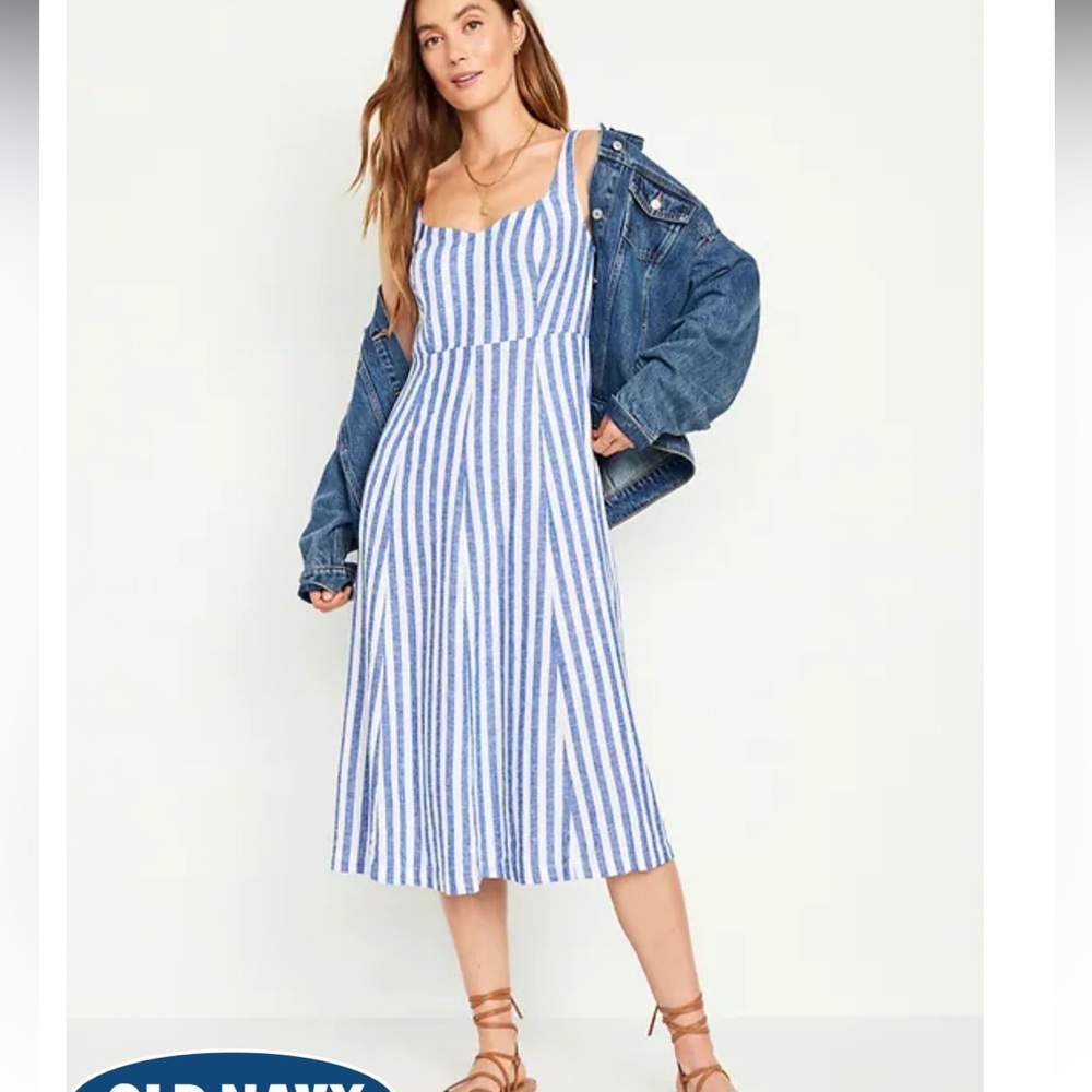 Old Navy Blue and White Striped Dress XLT